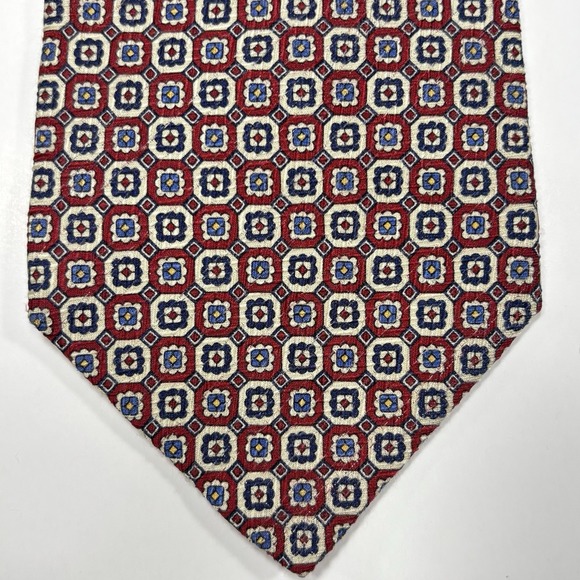 Polo Ralph Lauren Other - Polo Ralph Lauren Tie Maroon Red Silk Hand Made Geometric Preppy Vintage USA 90s